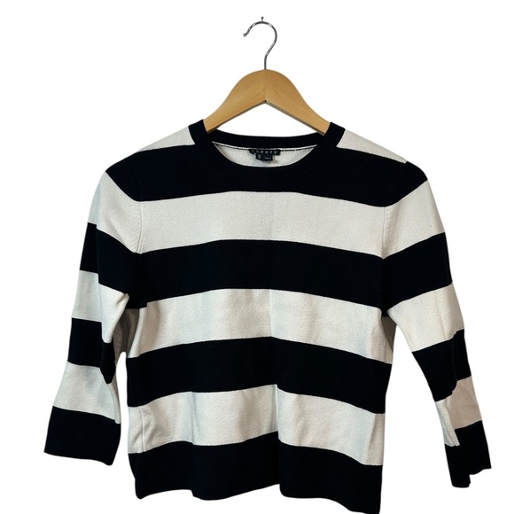 Theory | Black & Cream Striped Sweater | Thick / Warm | Womens Size Medium - Picture 1 of 6